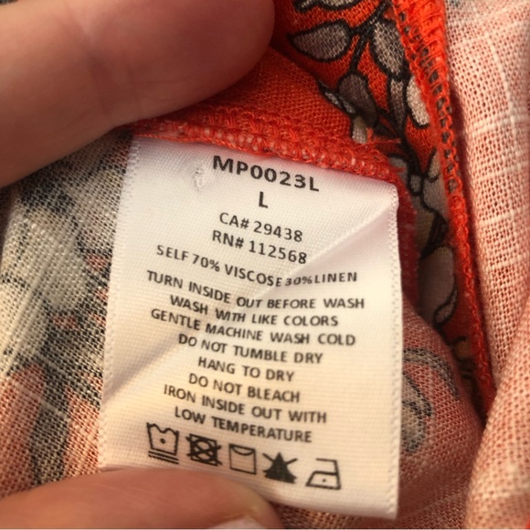 Miss Me Orange Floral Wide Leg Linen Pants Size L - Picture 9 of 9